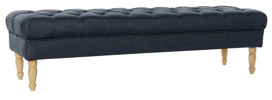 Banquette En Bois De Caoutchouc / Polyester Coloris Bleu - L. 158 X P. 50 X H. 42 Cm