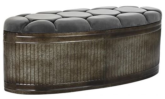 Banquette Coffre En Métal Coloris Gris - Longueur 117 X Profondeur 42 X Hauteur 47 Cm