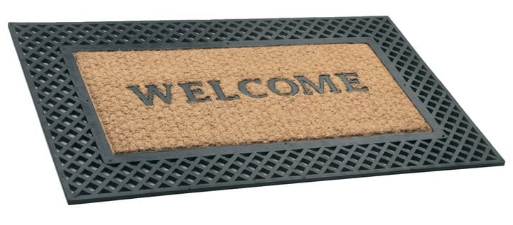 Tapis Gratte-pieds  " Welcome " En Coco Et Caoutchouc - Largeur 45 X Longueur 75 Cm