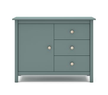 Commode, Meuble De Rangement Avec 3 Tiroirs En Pin Coloris Vert Pétrole