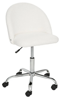 Chaise De Bureau En Velours Coloris Blanc Avec Pieds En Métal - L. 54 X P. 57.5 X H. 77-89 Cm