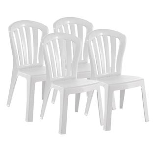 Lot De 4 Chaises De Jardin Empilables En Résine Coloris Blanc - L. 52 X P. 52 X H. 88 Cm