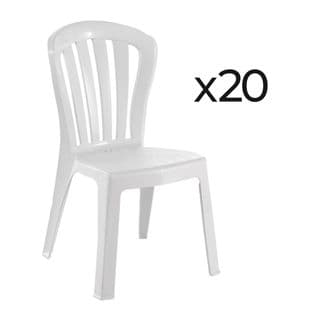 Lot De 20 Chaises De Jardin Empilables En Résine Coloris Blanc - L. 52 X P. 52 X H. 88 Cm