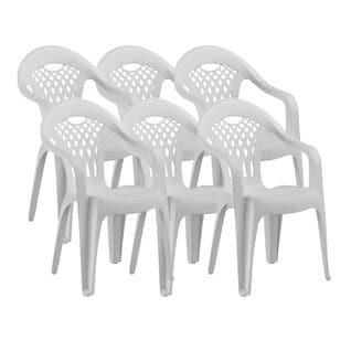 Lot De 6 Chaises De Jardin Empilables En Résine Coloris Blanc - L. 58 X P. 54 X H. 86 Cm