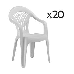 Lot De 20 Chaises De Jardin Empilables En Résine Coloris Blanc - L. 58 X P. 54 X H. 86 Cm