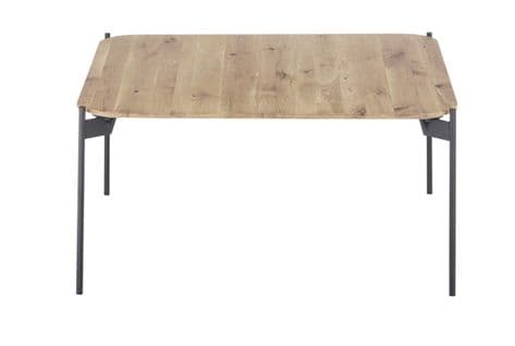 Table Basse En Bois De Chêne Massif Huilé, Pieds En Métal Noir - L. 60 X H. 38 X P. 60 Cm