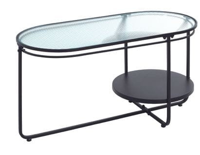 Table Basse En Verre Trempé Et Métal Coloris Noir  -  Longueur 90 X Hauteur 42  X Profondeur 49 Cm