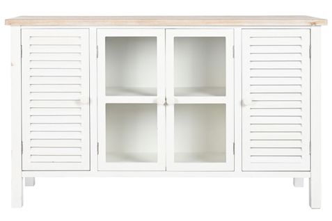 Meuble TV En Bois De Sapin Et Mdf Coloris Blanc - L. 130 X P.  40 X H. 80 Cm