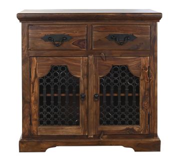 Buffet, Meuble De Rangement En Métal Et Bois De Sheesham Coloris Marron Foncé