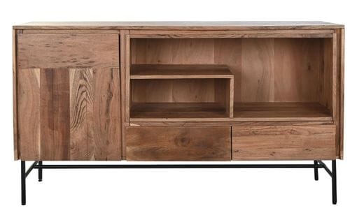 Buffet, Meuble De Rangement En Bois D'acacia Coloris Naturel - L.  142 X P. 40 X H. 81 Cm