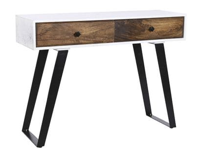Table Console En Bois De Manguier Et Métal Noir - Longueur 105 X Profondeur 35 X Hauteur 77 Cm