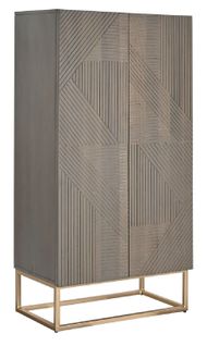 Armoire De Rangement Avec 2 Portes En Bois Coloris Gris Foncé Avec Pied Doré