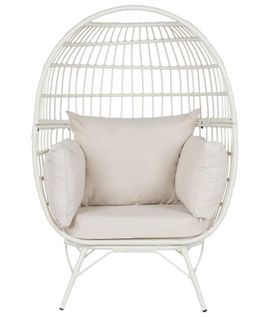 Fauteuil De Jardin En Rotin Synthétique Et Métal Avec Coussins Coloris Blanc