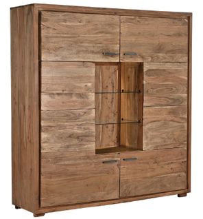 Armoire De Rangement En Bois D'acacia Coloris Marron - Longueur 145 X Profondeur 40 X Hauteur 153 Cm