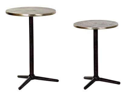 Set De 2 Tables D'appoints En Aluminium Coloris Doré, Noir