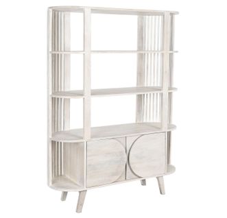 Etagère En Manguier Coloris Blanc - Longueur 116 X Profondeur 40 X Hauteur 160 Cm