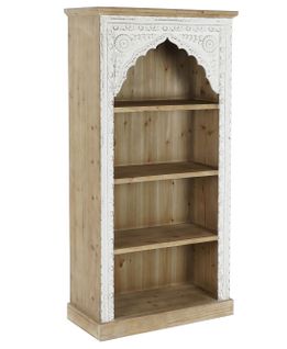 Etagère En Bois De Sapin/mdf Coloris Blanc, Naturel - Longueur 80 X Profondeur 38 X Hauteur 162 Cm