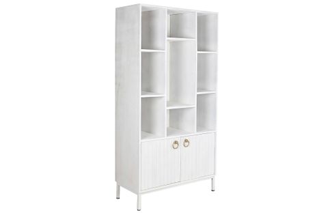 Etagère En Manguier Et Métal Coloris Blanc - Longueur 90 X Profondeur 40 X Hauteur 180 Cm