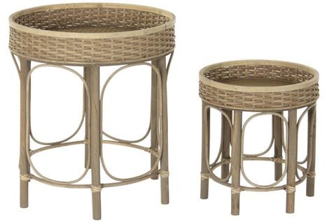 Set De 2 Tables D'appoints En Bois De Rotin Coloris Naturel