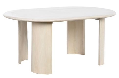 Table Basse En Bois De Manguier Coloris Blanc - Longueur 130 X Profondeur 79 X Hauteur 46 Cm
