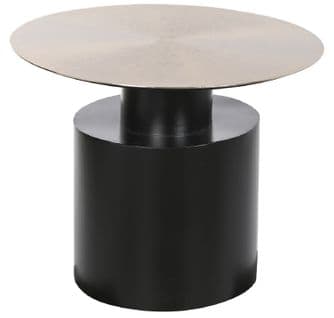 Table D'appoint Ronde En Fer Coloris Doré/noir - Diamètre 76 X Hauteur 46 Cm