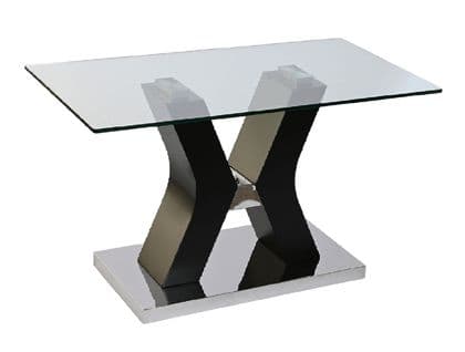 Table Basse Rectangulaire En Verre Trempé/bois Mdf - Longueur 120 X Profondeur 60 X Hauteur 45 Cm