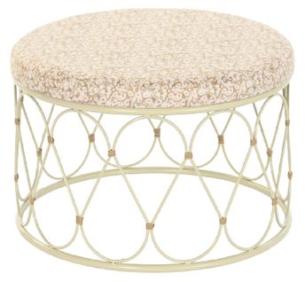 Table D'appoint Ronde En Rotin/métal Coloris Crème/naturel - Diamètre 48 X Hauteur 30 Cm