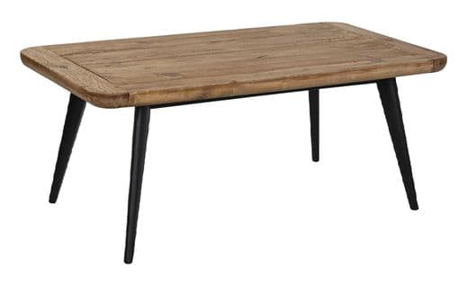 Table Basse Rectangulaire En Bois Recyclé/pin Coloris Marron Clair/noir - L. 135 X P. 70 X H. 41 Cm