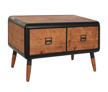 Table Basse En Bois De Sapin/métal Coloris Marron Foncé/noir - L. 97 X P. 56 X H. 45 Cm