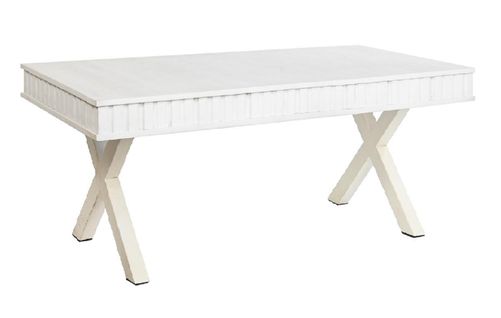 Table Basse En Bois De Manguier/métal Coloris Blanc/doré - L. 140 X P. 70 X H. 42 Cm