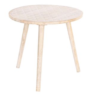 Table D'appoint Ronde  En Bois De Manguier Coloris Naturel  - Diamètre 50,5 X Hauteur  47,50 Cm