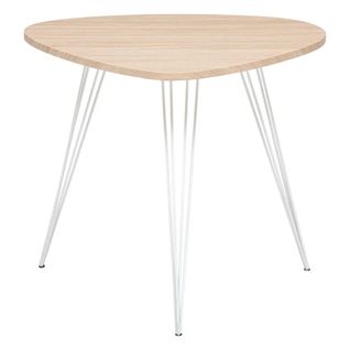 Table Basse En Bois Coloris Chêne Clair Et Métal Blanc  - L. 69  X P. 54 X H. 60  Cm