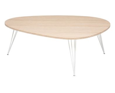 Table Basse En Bois Coloris Chêne Clair Et Métal Blanc - L. 112 X P. 40 X H. 80  Cm