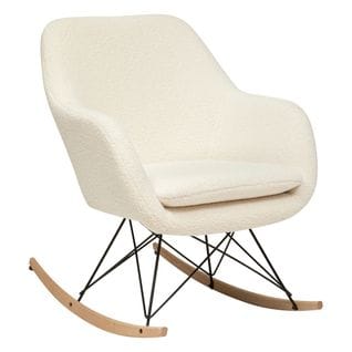 Rocking-chair En Velours Coloris Blanc - Longueur 65  X Profondeur 80 X Hauteur 83  Cm