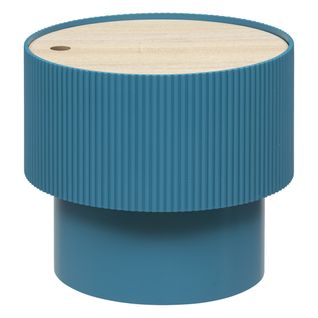 Table Basse Ronde En Mdf Coloris Bleu  - Diamètre 38,5   X Hauteur 35  Cm