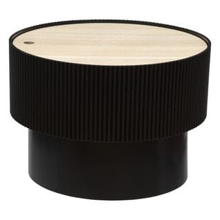 Table Basse Ronde Avec Couvercle En Bois Mdf Coloris Noir  - Diamètre 55  X Hauteur 38  Cm