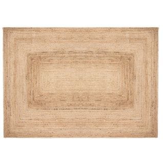 Tapis Rectangulaire, Moquette Carpette En Jute Tressé Coloris Naturel - L. 230 X P. 160 X H. 0.5 Cm