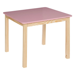 Table Carrée Pour Chambre D'enfant En Mdf/pin Coloris Rose/naturel - L. 60 X P. 60 X H. 48 Cm
