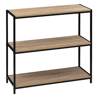 Console En Mdf Chêne Et Métal Noir - Longueur 80 X Hauteur 30 X Profondeur 80 Cm