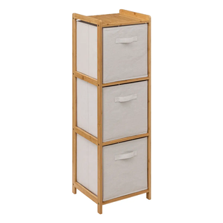 Etagère Avec 3 Tiroirs En Polyester Et Bambou Coloris Lin/naturel - L. 35 X H. 33 X P. 109.5 Cm