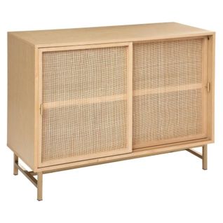 Buffet Avec 2 Portes En Mdf Coloris Beige - L. 100 X P. 40 X H. 78,5 Cm