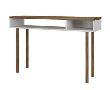 Table Console En Bois Coloris Blanc/chêne - Longueur 120 X Profondeur 36 X Hauteur 78 Cm