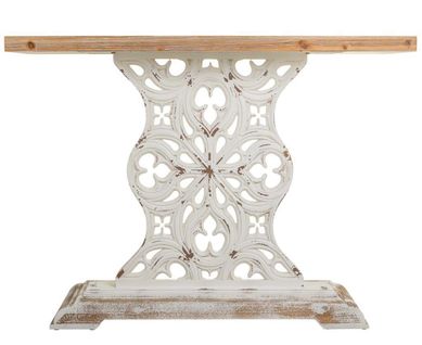 Meuble Console, Table Console En Bois Coloris Naturel, Blanc - L. 100  X P. 36 X H. 85,5 Cm