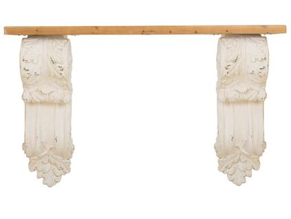 Meuble Console, Table Console En Bois Coloris Naturel , Blanc- L.  153 X P. 32,5  X H. 93 Cm