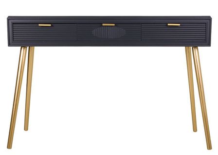 Meuble Console, Table Console En Bois Avec 3 Tiroirs Coloris Noir - L. 120 X P. 41 X H. 78 Cm