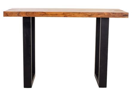 Meuble Console, Table Console En Bois Et Métal Coloris Naturel, Noir  - L. 120 X P. 45 X H. 75  Cm