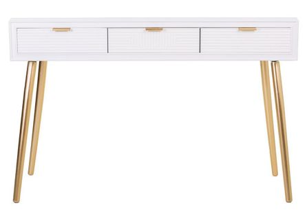 Meuble Console, Table Console En Bois Avec 3 Tiroirs Coloris Blanc - L. 120 X P. 41 X H. 78 Cm