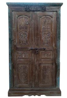 Armoire, Placard En Bois Coloris Marron  - Longueur 121 X Profondeur 45 X Hauteur 220 Cm