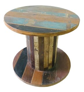 Table De Salon Ronde En Bois Multicolore - Diamètre 92  X Hauteur 80  Cm