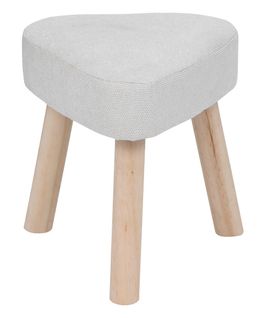 Tabouret D'appoint En Bois Et Tissu Polyester Coloris Blanc, Naturel - L. 32 X P. 32 X H. 36 Cm